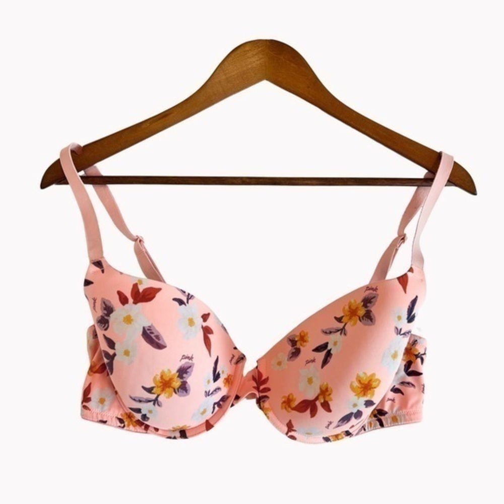 PINK VICTORIA’S SECRET Floral Pink Soft Cup Bra 34D